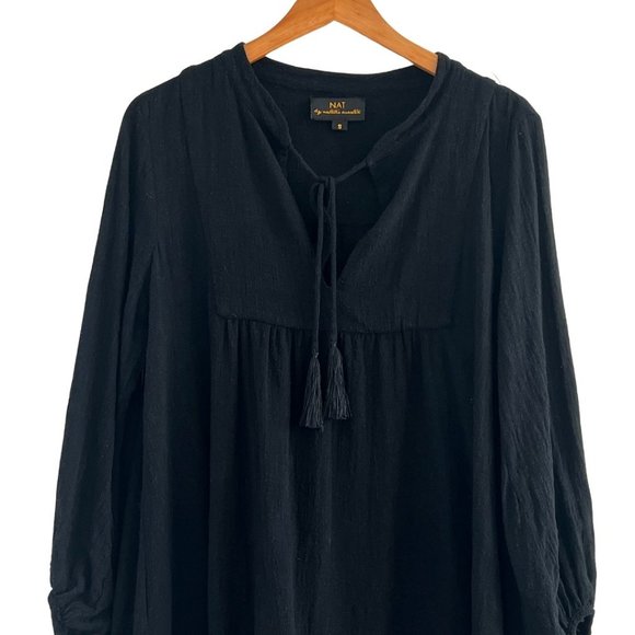 Nat by Natalie Martin Black Oversized Fit Tent/Peasant Sasha Dress, Sz S - Picture 3 of 10